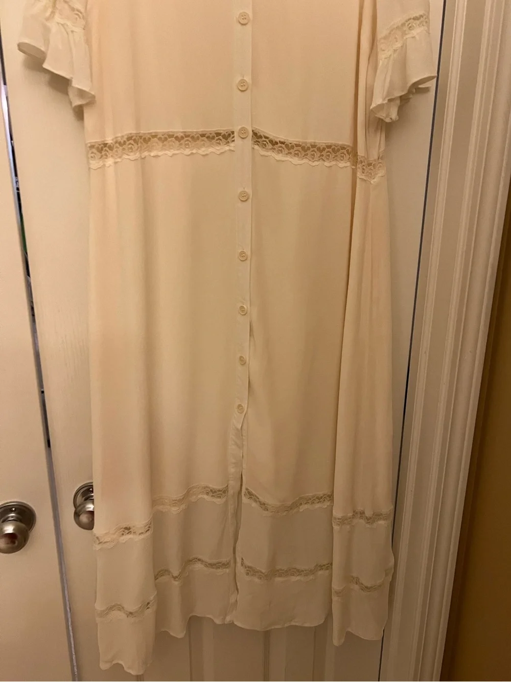 Reformation Cream Lace-Trim Button Front Dress - Picture 8 of 16